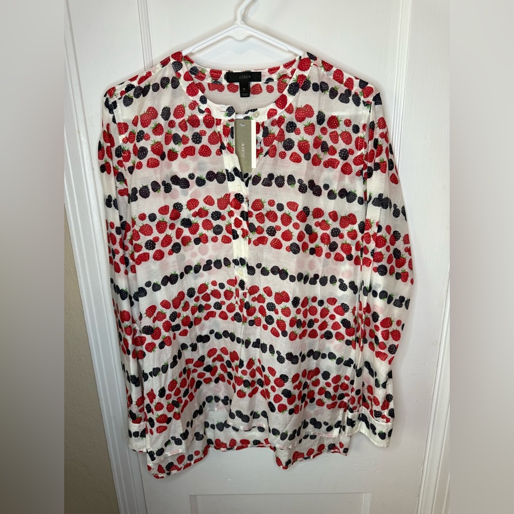 New NWT J.Crew Berry print popover shirt size 10 - Picture 2 of 5